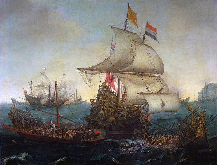 Hendrik Cornelisz. Vroom Dutch ships ramming Spanish galleys off the English coast, 3 October 1602 Sweden oil painting art